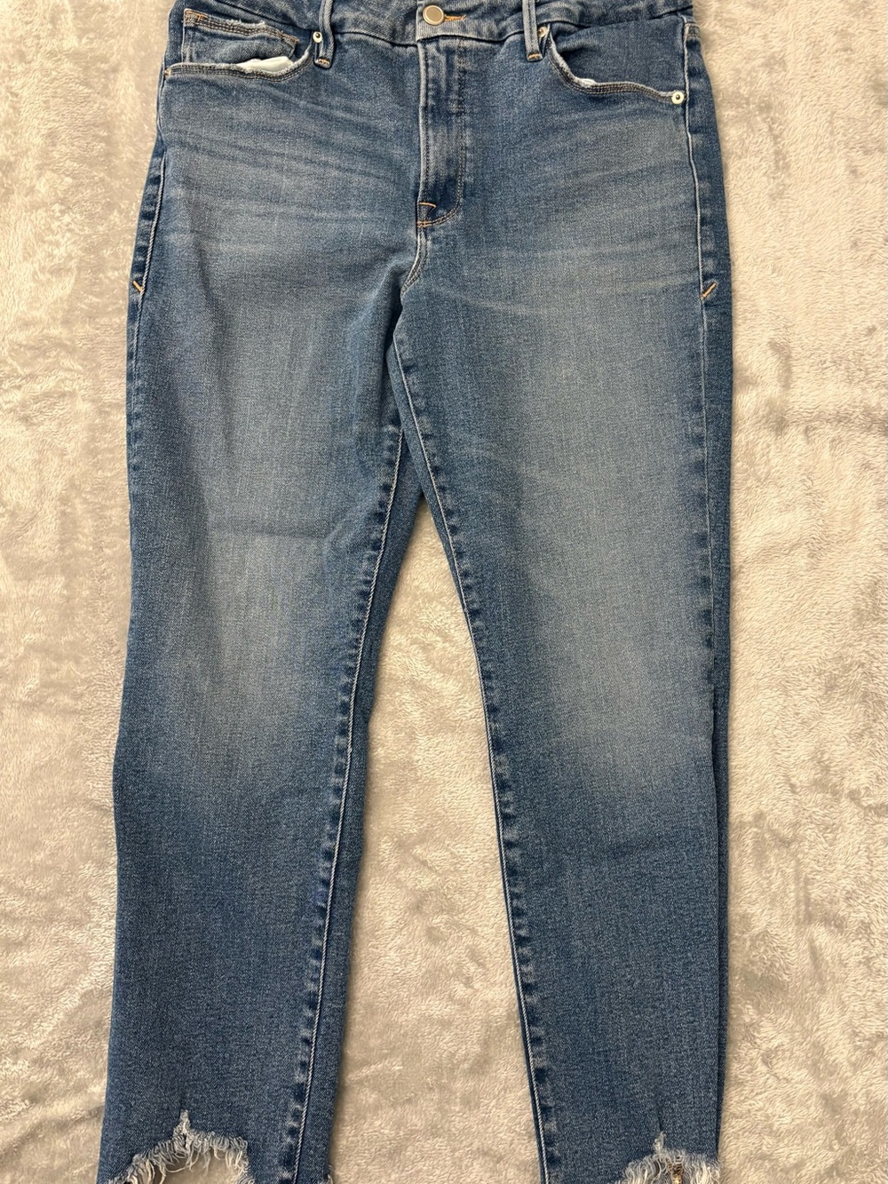 Good American Medium Blue Ankle Crop Jeans Sz 12 / 31